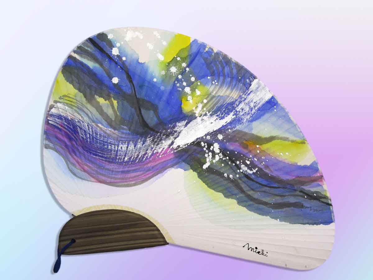 天の川千鳥杉柄うちわ　中尾道也